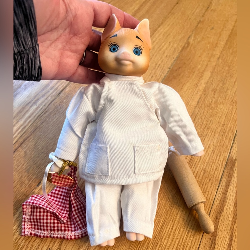Rare Goebel Dolly Dingle Porcelain Porky Dumpling Pig Chef Doll Cook Baker